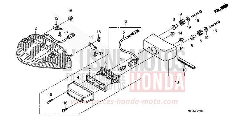 TAILLIGHT for CB600F Hornet PEARL AMBER YELLOW (Y200) from 2008
